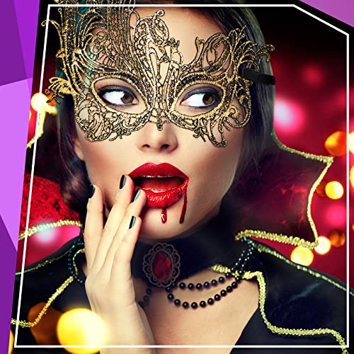 Cindeer 6 Pcs Masquerade Mask for Couples Women and Men Venetian Lace Mask for Prom Ball Halloween Mardi Gras Party