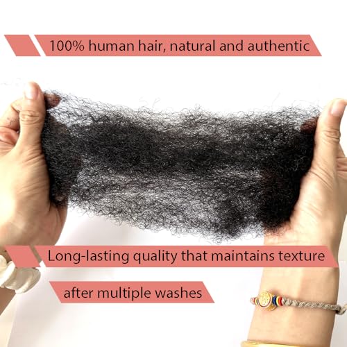 Tight Afro Kinky Human Hair for Dreadlocks,Ideal for Making Locs,Repair Extensions,Twist or Braids 4 Bundles/Package Natural Black #1B 12inch