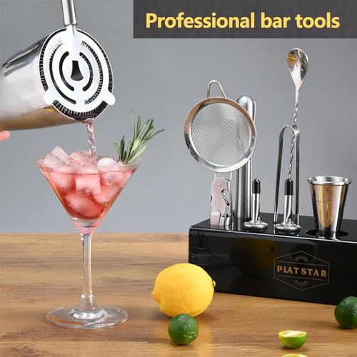 Plat Star Mixology Bartender Kit | Home Bar Set Cocktail Shakers Bartending Kit | Bar Tools Boston Shaker Set with Stand |...