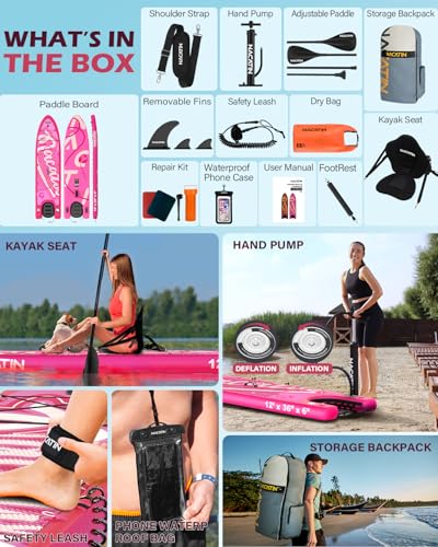 NACATIN Inflatable Stand Up Paddle Board - Premium SUP Board with Dog Ramp Kit, Complete SUP Set Paddle Boards for Adults ...
