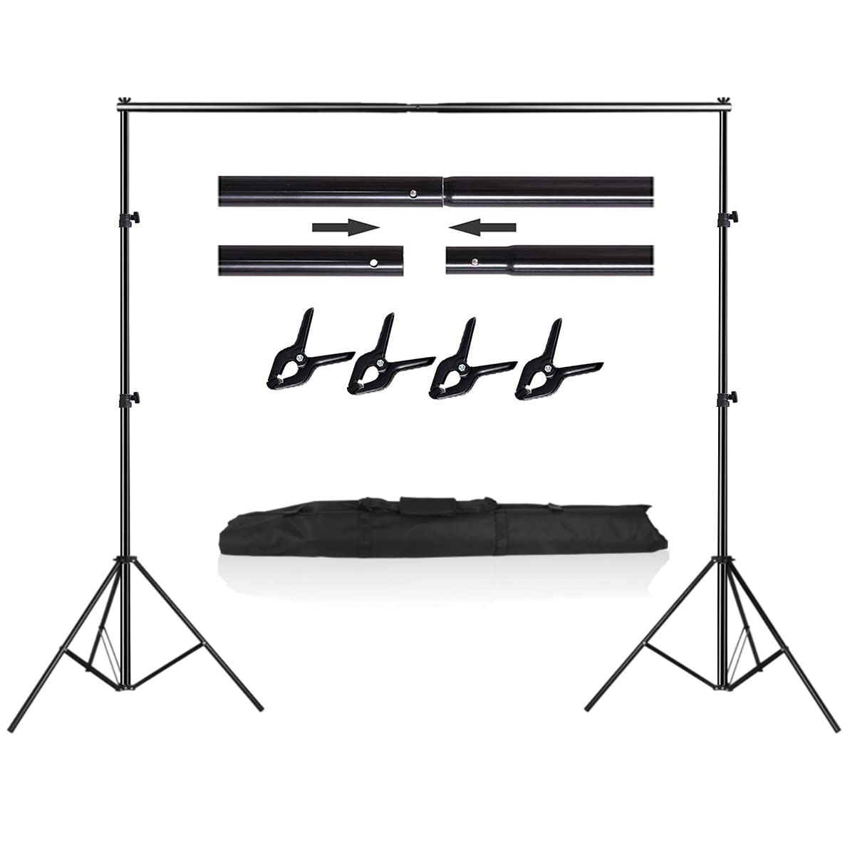 HYJ-INC Photo Video Studio Photography Backdrop Stand, 8 x 8 ft Adjustable Photo Background Holder, Back Drop Banner Stand Support System Kit with Carry Bag