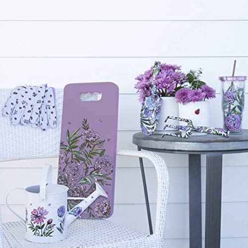 Travel Tumbler with Lid and Straw, 24 Ounce Insulated Cup, Purple Floral Plastic Double Wall Tumbler, Lavender Meadow