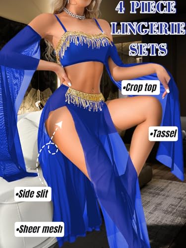 ShawGobow Exotic Wear Dancer Outfits,High Slit Skirt Sexy Lingerie For Women,Belly Dance Costume Cosplay Festival