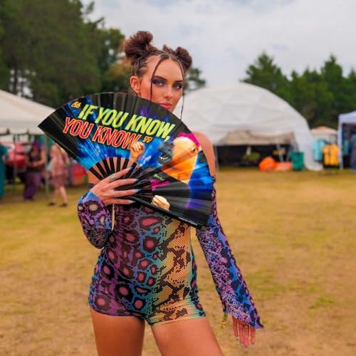 Kandies World Custom Festival Folding Hand Fan - Unique Designs, Made of Bamboo, Clacking Sound, Lightweight - Perfect Rav...