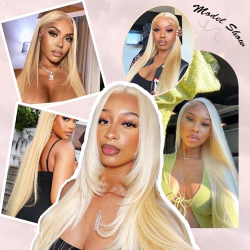 613 Straight Bundles Human Hair 3Bundles Real Human Hair Bundles Extensions Light Blonde Color 3Bundles Human Hair enough to full head(141618 Inch)