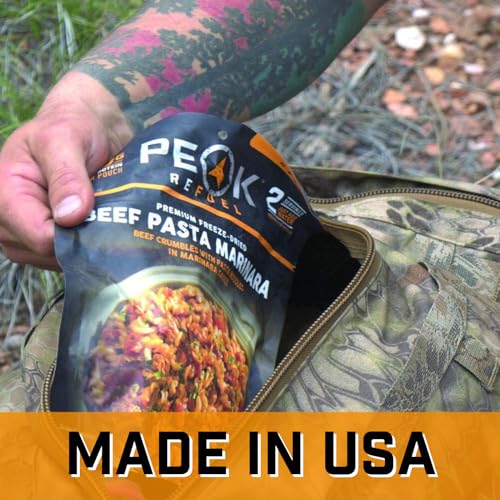 Peak Refuel Beef Pasta Marinara | 49g Protein | 1040 Calories | 100% Real Meat | Premium Freeze Dried Backpacking & Campin...