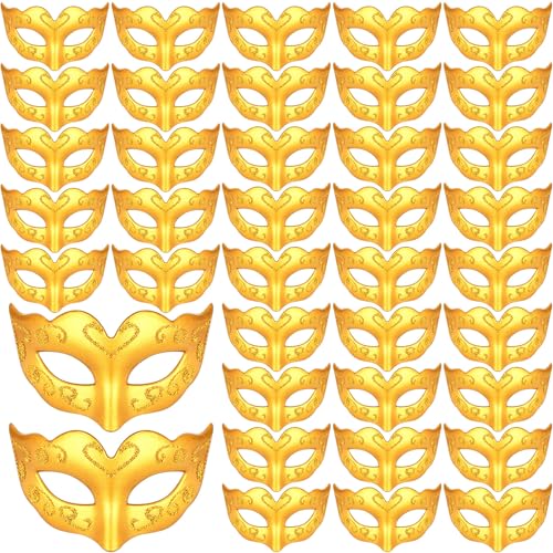 Vinsot 24/48 Pcs Mini Mardi Gras Masks Small Masquerade Mask Cake Toppers Carnival Party Favors Venetian Centerpiece Decor