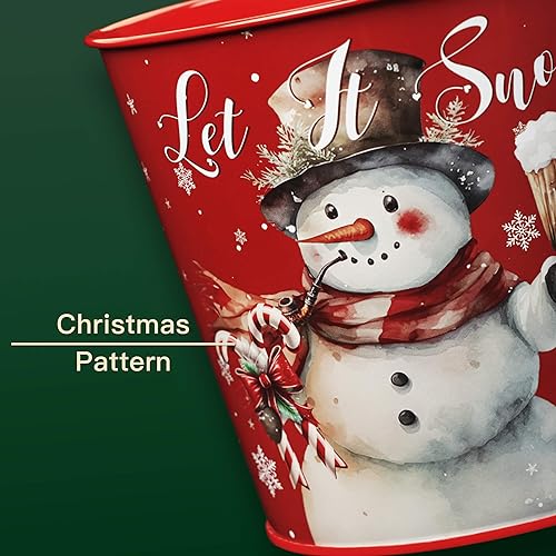 Putuo Decor Christmas Theme Metal Buckets, 5 Pieces Christmas Decorations Round Ice Buckets, Galvanized Small Bucket Pails...