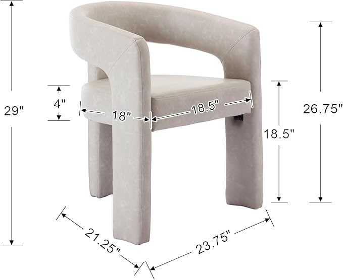 DAYALANE Modern Barrel Dining Chair, Upholstered Faux Leather Kitchen Chairs with Arms Comfy Side Chair for Living Room/Dining Room/Reception, Pu Grey