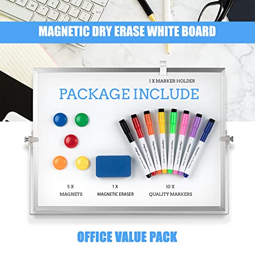Dry Erase White Board, Cazeyoo Magnetic Desktop Whiteboard 16 x 12inch with Stand, 10 Markers, 4 Magnets and 1 Eraser, Por...