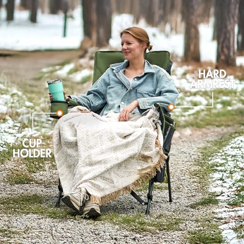 Portal Heated Camping Chairs for Adults Outdoor Sports Oversized Folding Lawn Chair with High Back, Heavy Duty 400 Lbs, Ba...