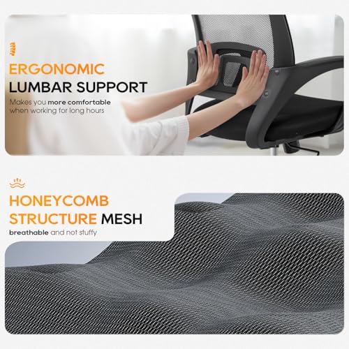 BestOffice | Ergonomic Office Chair | Mid-Back Swivel Desk Chair | Breathable Backrest & Lumbar Support | Adjustable Heigh...