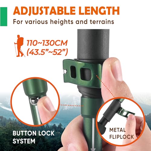 TREKOLOGY Trek-Z Cork Grip Trekking Poles Bundle with 6 Rubber Tip Replacements – Lightweight Folding Hiking Poles, Adjust...