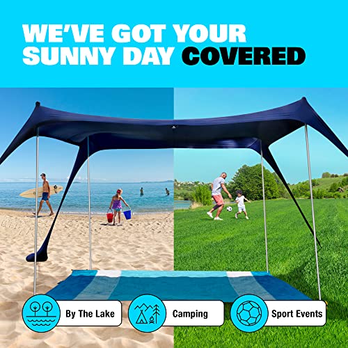 SUN NINJA Beach Tent Sun Shelter UPF50+ - Easy Pop Up Beach Canopy - Outdoor Shade for Camping Trips, Fishing, Backyard Fu...