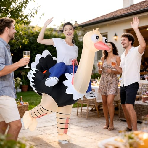 Poptrend Inflatable Ostrich Costume for Adults, Funny Halloween Blow-Up Costume for Men Women Cosplay Party Riding Animals...