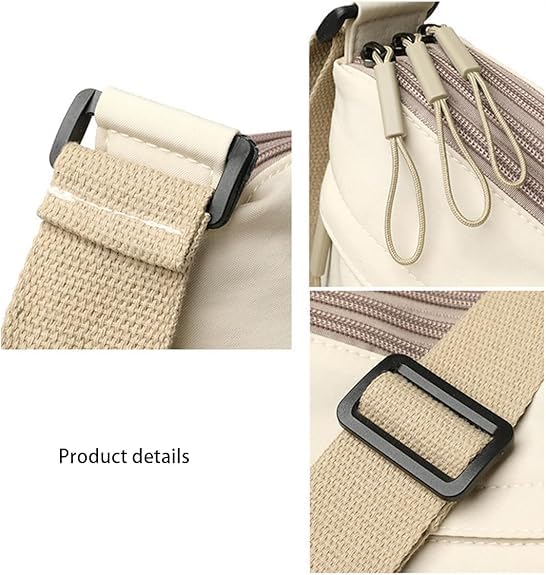 Crossbody Bags Shoulder Bag Nylon Simple with Zipper Lightweight Casual Simple 5Pocket Casual Messenger Hobo for Daily Travel