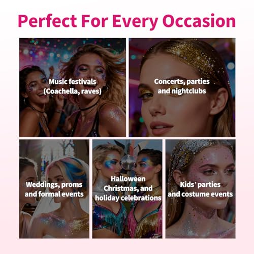 SEVICH Glitter Stick Blue for Face Body Hair,Skin Safe Waterproof Sparkle with No Glue Needed,Easy to Apply and Remove for...