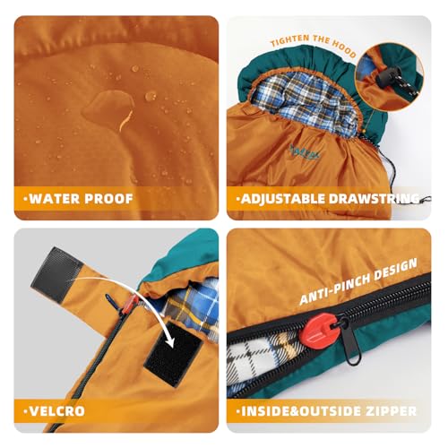 Camping Sleeping Bag, 32℉ Sleeping Bags for Adults Kids Teens Cold Weather Warm Sleeping Bag Winter for 3-4 Season Campin...