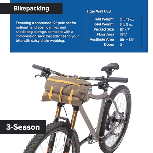 Big Agnes Tiger Wall UL Ultralight Bikepacking Tent with UV-Resistant Solution Dyed Fabric
