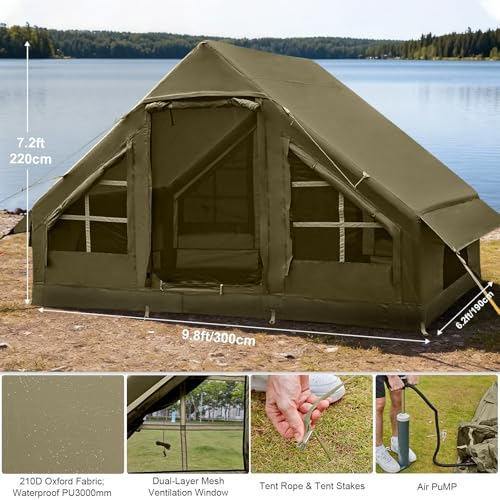 Inflatable Tents for Camping, 4-6 Person Easy Blow Up Tent with Hand Pump,4 Seasons Waterproof Air Inflatable Camping Tent...