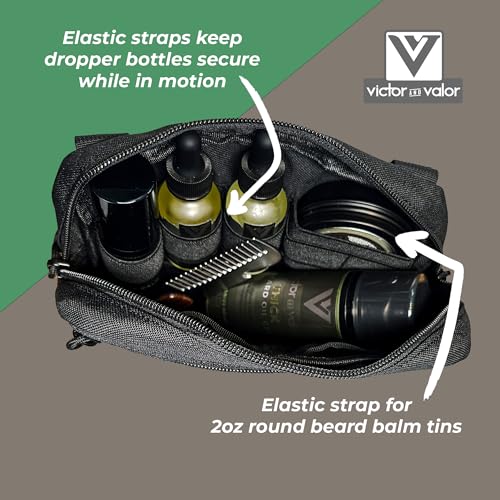 Victor and Valor - Toiletry Bag and Beard Comb for Bearded Men - Military Survival Bag, Tactical Molle Dopp Kit for Men, W...