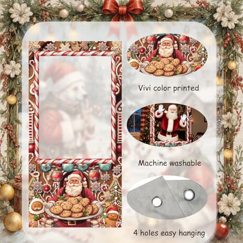 WNSMYJDP Large Christmas Photo Booth Props Fun Frame Banner for Merry Christmas Party Decorations DIY Picture Props for Ho...