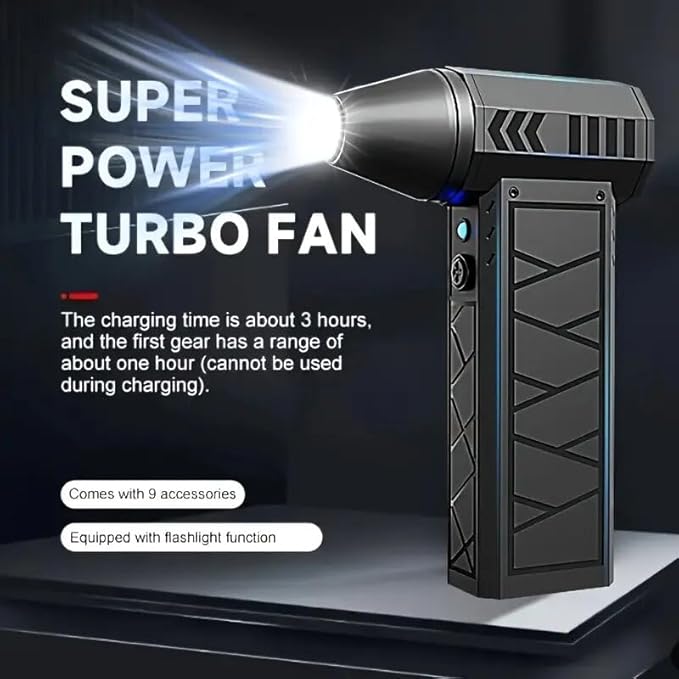 Electric Air Duster, 130000RPM Powerful Compressed Air Duster,4-Speed Adjustable Mini Blower with LED Light, Rechargeable Duster Blower for Computer, Keyboard, Car, Home Cleaning