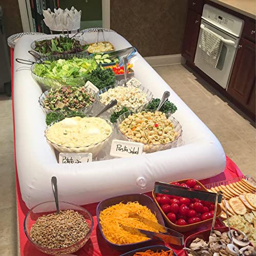 Novelty Place Inflatable Ice Serving Tray Buffet Bar with Drain Plug - Salad Food & Drinks Inflatable Cooler for Party Pic...