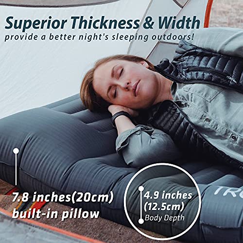 TREKOLOGY Sleeping Pad for Camping - Infaltable Mat – 73.2"x 29.9" Premium with Built‑in Pump, Neck‑Support Pillow, Thick ...