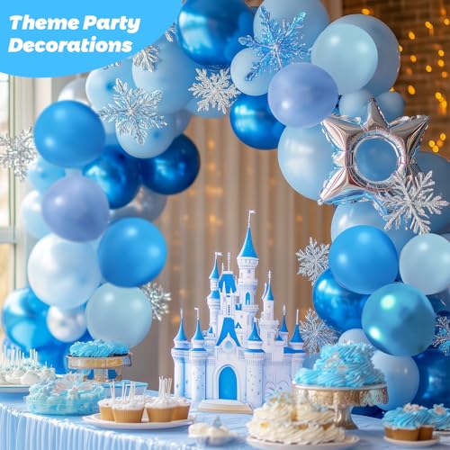 RUBFAC 65Pcs Metallic Blue Birthday Balloons, 12 Inches Pearl Pastel Light Blue Latex Balloons for Birthday Baby Shower We...