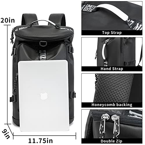 FUNYAGO Gym Duffle Bag Waterproof black Laptop Backpack Suitable for Hiking, Fishing, Travel 40L Large Capacity Trendy Coo...