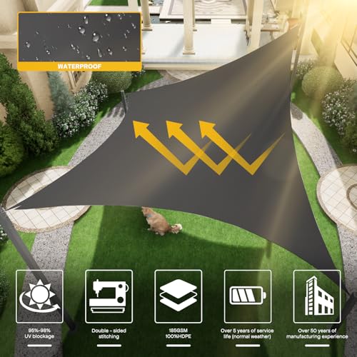 Vexoria Waterproof Sun Shade Sail, 12' x 16' 95% UV Block Sun Shade Canopy Rectangle Outdoor Shade Cover, Awning Shelter f...