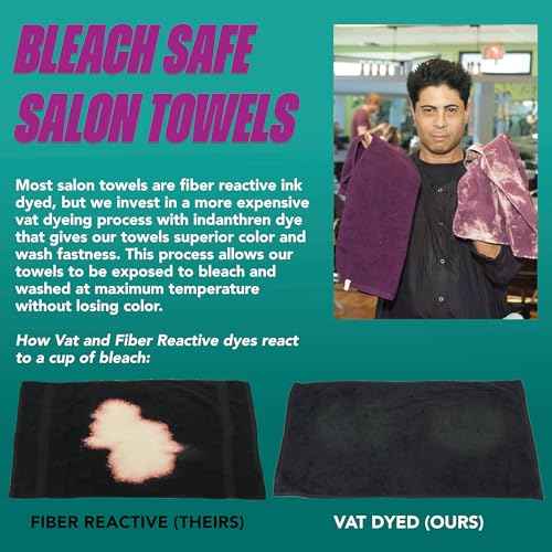 Arkwright Bleach Proof Salon Towels - Pack of 12 - Highly Absorbent, 100% Cotton, Quick Dry Spa Face Towel for Hair Stylist, Barber, Pedicure, and Esthetician, 16 x 27 in, Black