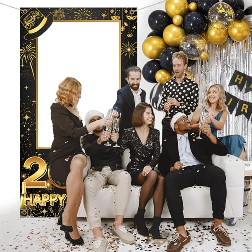 Happy New Year Party Decorations Hello 2026 Photo Booth Props New Year’s Eve Party Supplies Picture Booth Frame Backdrop i...