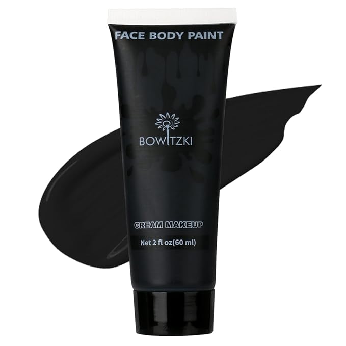 Bowitzki Face and Body Paint 2oz Cream Makeup 60ml Water Based Face Painting Special Effects For Adults Children Kids Halloween Christmas Party Stage Cosplay (Black)