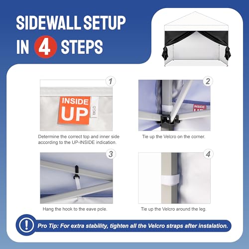 CROWN SHADES 10x10 Canopy Sidewalls (4pck) - Canopy Walls 10x10, Sidewalls for Canopy - Canopy Cover, Canopy Accessories, ...