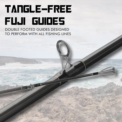 LITTMA Conventional Saltwater Fishing Rods with Fuji Ring Heavy Duty 9/10/11/ 12ft Portable Graphite Surf Casting/Spinning...