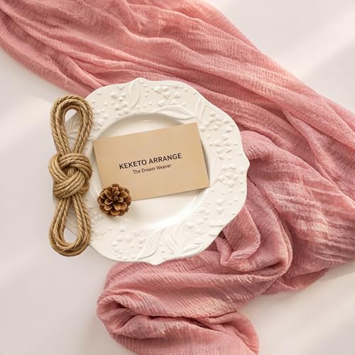 Keketoarrange Pink Valentines Day Decorations Table Runner Cheese Cloth Rustic Gauze Cheesecloth Table Runner 120 Inch 10 ...