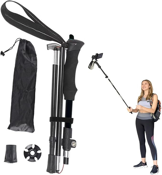 QIYUANCHUANG Trekking Pole as Selfie Stick for All Terrain-Hiking Poles for Women&Men, Lightweight Aircraft-Grade Aluminu...