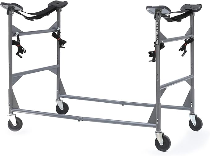 SPAREHAND Watercraft Rigging Rack - Lockable Caster Wheels ‎Station Rack with 250 lbs. - Self-Adjusting Pads for Fishing K...
