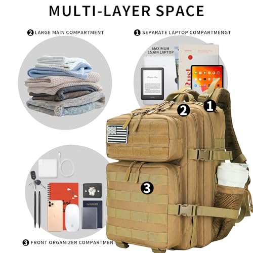 Lovelinks21 25L Military Tactical Backpack Small Assault Pack Molle Daypack for Men and Women for Work Travel Gym Outdoor ...