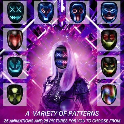Depointer Life LED Mask Light up Masks With Gesture Sensing, Cool Toys Masks Teen Boys Gifts for Halloween Christmas Birthday
