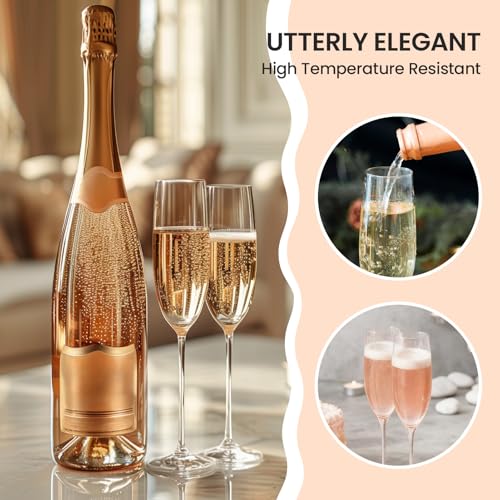 TOLASTO Crystal Champagne Flutes 7oz/200ml, Champagne Glasses Set of 6, Gift for Birthday, Wedding, Christmas, Clear Spark...