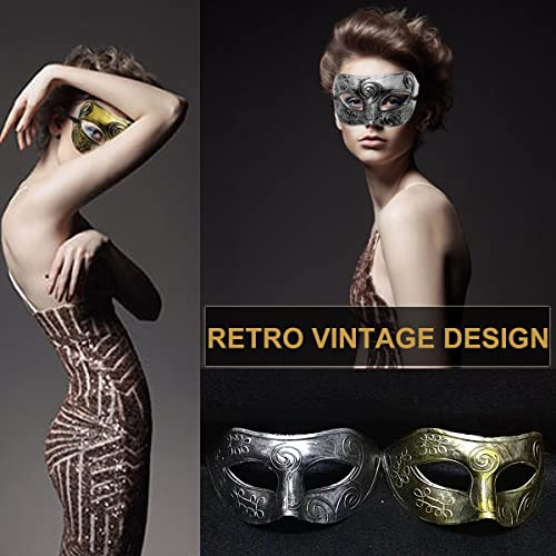 MYMENU Masquerade Mask for Men Women Vintage Greek Venetian Retro Masks for Halloween Carnival Mardi Gras Costume Cosplay