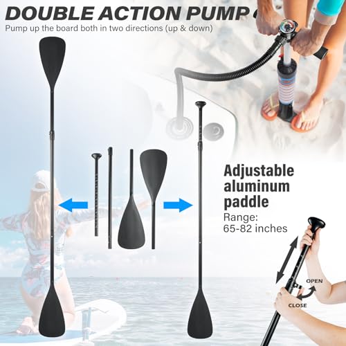 ADVENOR Paddle Board 11'x33 x6 Extra Wide Inflatable Stand Up Paddle Board with Hand Pump,Leash, Adjustable Paddle For Bas...