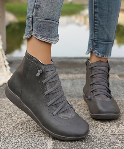 Women's Waterproof Combat Boots Casual Ankle Boots Fashion Round Toe Slip On Elastic Fall Booties Shoes