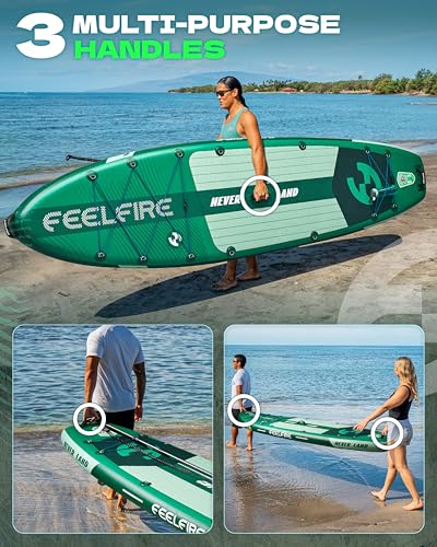 Feelfire11'x34” Extra Wide Inflatable Paddleboard, Stand-up Paddle Board for Adults, 420lb Capacity for Yoga/Fishing/Famil...