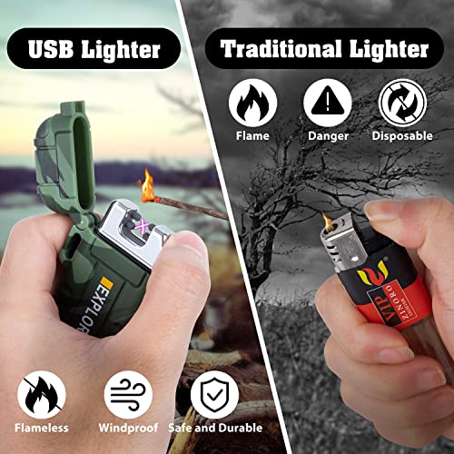 LcFun Waterproof Electric Dual Arc Lighter USB Rechargeable Outdoor Windproof Flameless Plasma Lighters for Camping, Hikin...