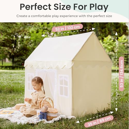 Tiny Land Play Tent with Padded Mat & LED Lights, Kids Tent, Playhouse for Kids, Indoor Bed Tent for Toddler, Toys for 3,...