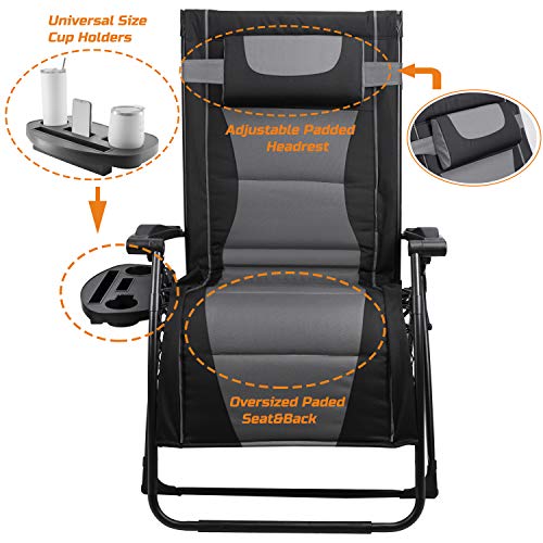 MedTens Heavy Duty Adjustable Reclining Folding Chair Outdoor Indoor Garden Pool Steel Camping Deck Backyard Chairs